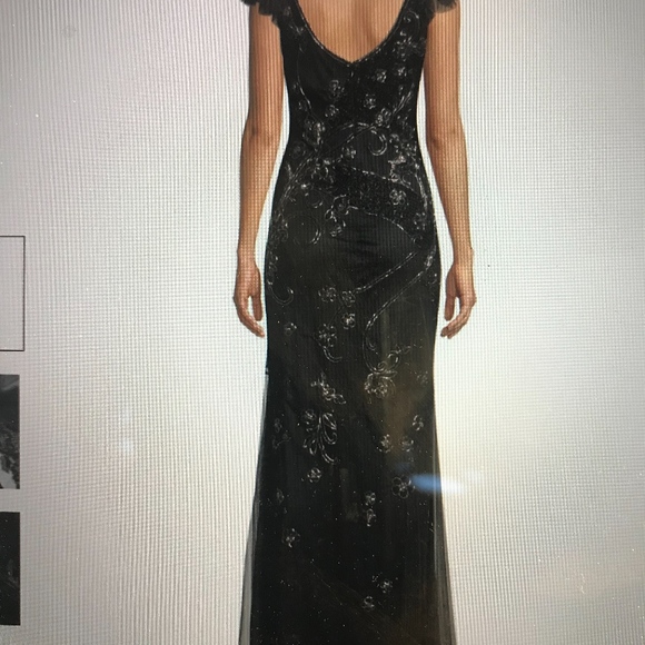 NEW BLACK BEADED EVENING GOWN